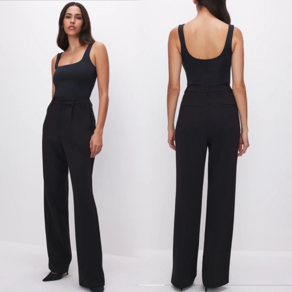 Good American Black Wide Leg Trousers